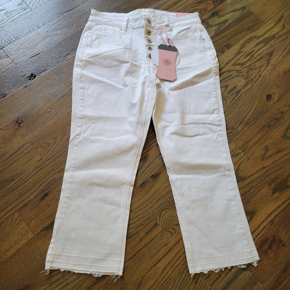 Hydraulic Nolita Curvy Straight white denim cropped jeans size 10